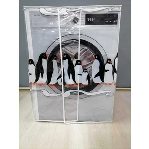 Başak Ev Tekstili Penguen1 Desenli Şeffaf Çamaşır Makinesi Örtüsü 0,18 mm Kalınlığında