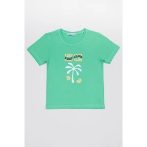 %100 Pamuk Surf Club Yazı Baskılı Kız Çocuk Tişört