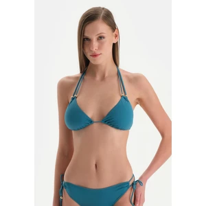 Petrol Mavi Üçgen Bikini Üst