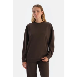 Koyu Kahve Basıc Modal Sweatshırt