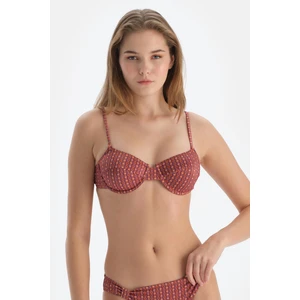 Kahverengi Balenli Bikini Üst