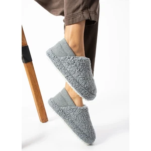 Gri Arkası Lastikli Havlu Kumaş Ev Ayakkabısı Ev Botu Panduf (ÜRÜN GELİŞTİRİLMİŞTİR)