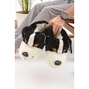 Moda Devrin Kadın Panduf Sevimli Köpek Figürüyle Rahat Peluş Ev Ayakkabısı