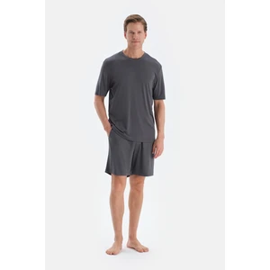 Füme Dikiş Detaylı Kısa Kollu Tişört Şort Pijama Takımı