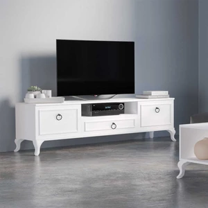 adore mobilya Country 2 Kapaklı Çekmeceli Tv Ünitesi Diamond Beyaz