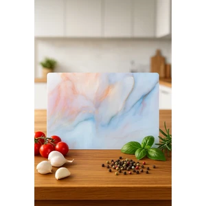 Miabella Home Cam Kesme Tahtası, Kesme Tablası  Kenarları Oval, Antibakteriyal, Sunum Tahtası Pembe DESEN20X 30 cm