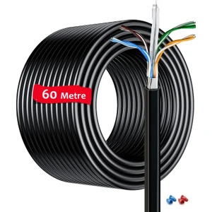 60 Metre Dış Ortam Cat6 Kablo Dış Mekan İnternet Kablo  2 Katlı Kablo Outdoor High Speed 