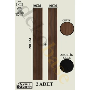 Ceviz (2 Adet) 40X240CM Yeni Nesil Akustik Ahşap Duvar Paneli