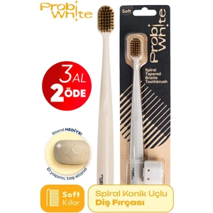 Probi White Probiwhite Spiral Uçlu Diş Fırçası (Ekru) + Özel Tasarım Taş Stant