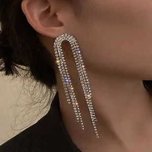 Trend Kadın Taşlı Püsküllü Sallantılı Abiye Küpe