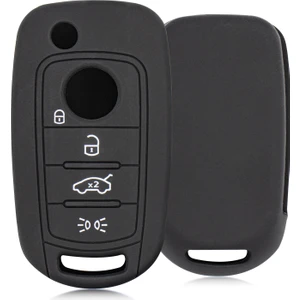 Egea 500X 4 Buton Sustalı Silikon Anahtar Kılıfı - Siyah