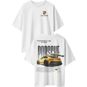 Unisex Porsche Gt3 Rs Baskılı Pamuklu Penye Tshirt