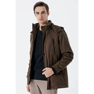 Koyu Haki Gabardin Hakim Yaka Astarlı Slim Fit Dar Kesim Klasik Kaban 1008235157
