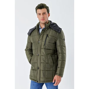 Koyu Haki Kapüşonlu Kapitoneli Astar Comfort Fit Rahat Kesim Klasik Kaban 1008235155