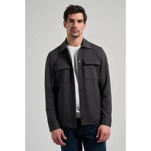 Koyu Antrasit Armürlü Bebe Yaka Kendinden Pamuklu Garnisiz-Biyesiz Standart Fit Mont 1007245163