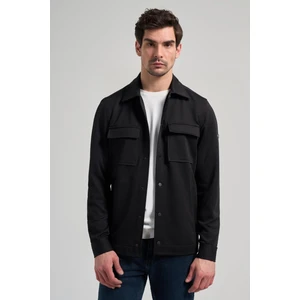 Siyah Armürlü Bebe Yaka Kendinden Pamuklu Garnisiz-Biyesiz Standart Fit Mont 1007245163