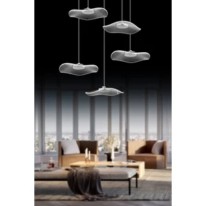 Istanbul Avize Şapka 5'li Gümüş Üç Renk LED Lüx Modern Ledli Avize