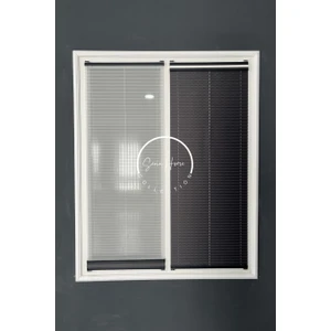 Serin Home Collection Gece Gündüz Katlanabilir Antrasit Çiftli Plise Perde, Cam Balkon Perdeleri, Pvc Pencere Perdeleri