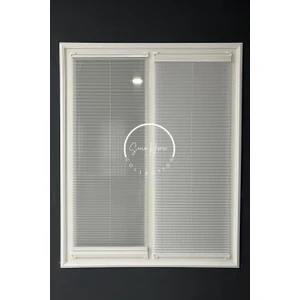 Serin Home Collection Gece Gündüz Katlanabilir Beyaz Çiftli Plise Perde, Cam Balkon Perdeleri, Pvc Pencere Perdeleri