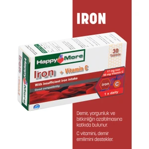 Happy More HappyMore Demir ve Vitamin C İçeren 30 Tablet Takviye Edici Gıda