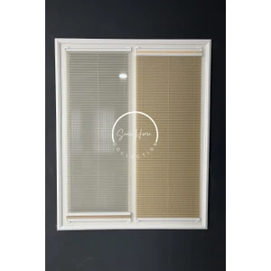 Serin Home Collection Gece Gündüz Katlanabilir Koyu Krem Çiftli Plise Perde, Cam Balkon Perdeleri, Pvc Pencere Perdeleri