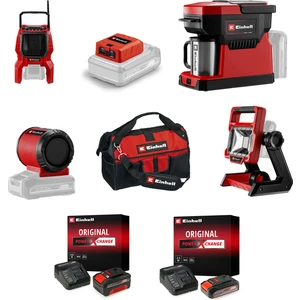 Akülü Kampçı Seti (2,5 Ah - 4,0 Ah Akü, Şarj Cihazı, Tc-Ra 18 Radyo, Te-Cl 18/2000 Projektör, Te-Cf 18 Kahve Makinesi, Tc-Sr 18 Hoparlör, Tc-Cp 18 USB Şarj Cihazı)