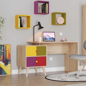 adore mobilya Rainbow 2 Çekmeceli Çalışma Masası-Sonoma-Sarı Yeşil 128X75X57 cm (Gxyxd)