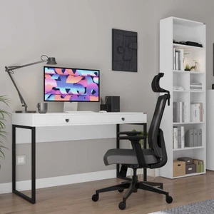 adore mobilya Profile Çekmeceli Çalışma Masası-Mat Lake Beyaz (Diamond Beyaz) 120X79X60 cm (Gxyxd)