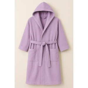 Model Home Pamuklu Lila Renkli Kapşonlu Büyük Beden Bornoz 4xl-5xl-6xl-7xl