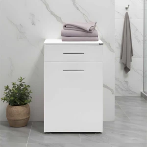 adore mobilya Diamond Çamaşır Sepetli ve Çekmeceli Çok Amaçlı Dolap - Lake Beyaz