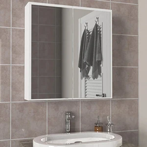 Banyo Dolabı Lavabo Üstü Aynalı/aynasız Seçenekli 3 Raflı % 100 Mdf Parlak Beyaz 70CM X70CM