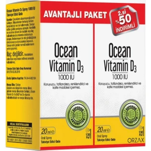 Ocean Vitamin D3 1000 IU Sprey 20 ml 1 Alana 1 Bedava