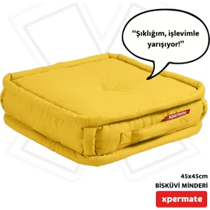 Bisküvi Minder Petek Önü Palet Üstü Minderi Fransız Minder Bank Ve Bahçe Minderi 45x45x14 Cm Sarı