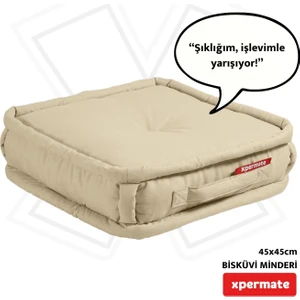 Bisküvi Minder Petek Önü Palet Üstü Minderi Fransız Minder Bank Ve Bahçe Minderi 45x45x14 Cm Bej