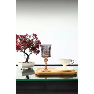 6 Adet Füme Renk Kristal Ayaklı Kahve Yanı Su ve Meşrubat Bardağı Sunum Bardağı