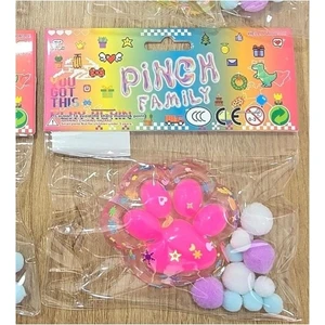 Pembe Kedi Patisi Taba Jel Sukuşi - Squishy Tüylü Oyuncak Pati 7 Cm.