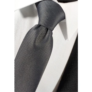 Füme Renk Armürlü Kravat Mendil Seti