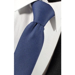 Havacı Mavi Renk Armürlü Kravat Mendil Seti