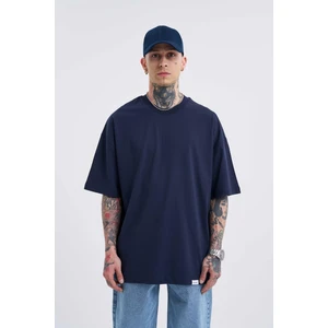 Erkek Basic Super Pamuklu Oversize Lacivert Tişört