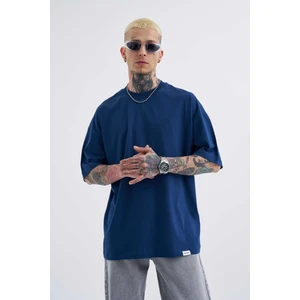 Erkek Basic Super Pamuklu Oversize Indigo Tişört