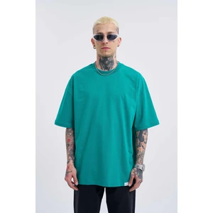 Erkek Basic Super Pamuklu Oversize Benetton Yeşili Tişört