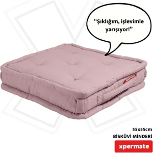 Bisküvi Minder Petek Önü Palet Üstü Minderi Fransız Minder Bank ve Bahçe Minderi 55X55X14 cm Pembe