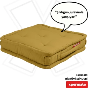 Bisküvi Minder Petek Önü Palet Üstü Minderi Fransız Minder Bank ve Bahçe Minderi 55X55X14 cm Hardal