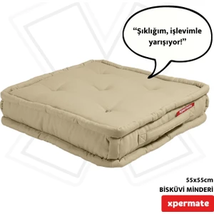 Bisküvi Minder Petek Önü Palet Üstü Minderi Fransız Minder Bank Ve Bahçe Minderi 55x55x14 Cm Bej