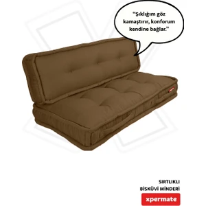 Bisküvi Minder Petek Önü Palet Üstü Minderi Fransız Minder Bank ve Bahçe Minderi 60X120X14 cm Kahverengi