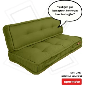 Bisküvi Minder Petek Önü Palet Üstü Minderi Fransız Minder Bank Ve Bahçe Minderi 60x120x14 Cm Yeşil