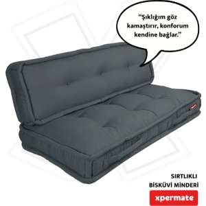 Bisküvi Minder Petek Önü Palet Üstü Minderi Fransız Minder Bank Ve Bahçe Minderi 60x120x14 Cm Antrasit