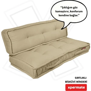 Bisküvi Minder Petek Önü Palet Üstü Minderi Fransız Minder Bank Ve Bahçe Minderi 60x120x14 Cm Bej