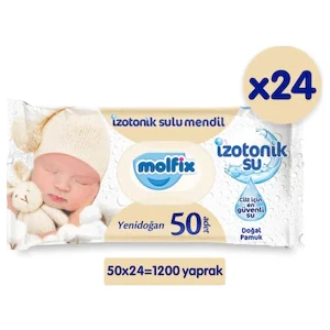 Izotonik Sulu Yenidoğan 50 Yaprak 24'lü Paket Islak Havlu