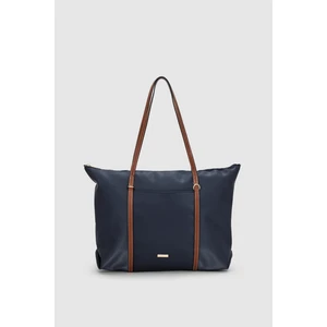 Velie Paraşüt Kumaş Şeritli Shopper Çanta Lacivert-Taba